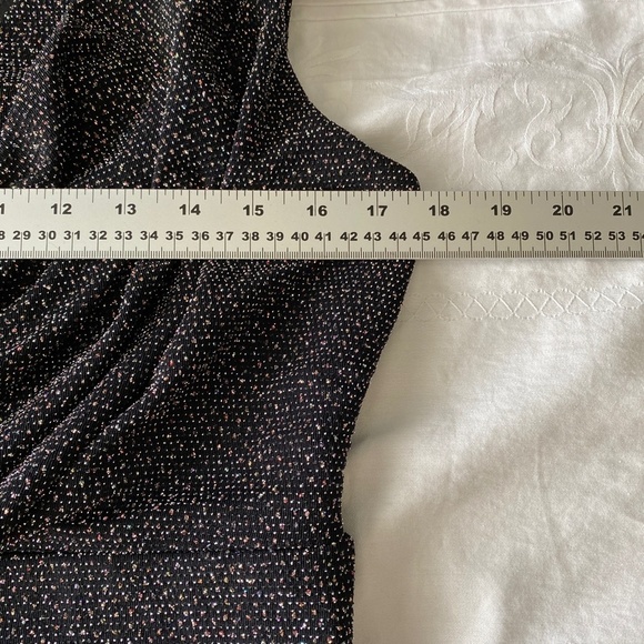 Suzy Shier Y2K Black Rainbow Sparkle Sleeveless Midi Dress Large‎ Draped Front - Picture 10 of 15